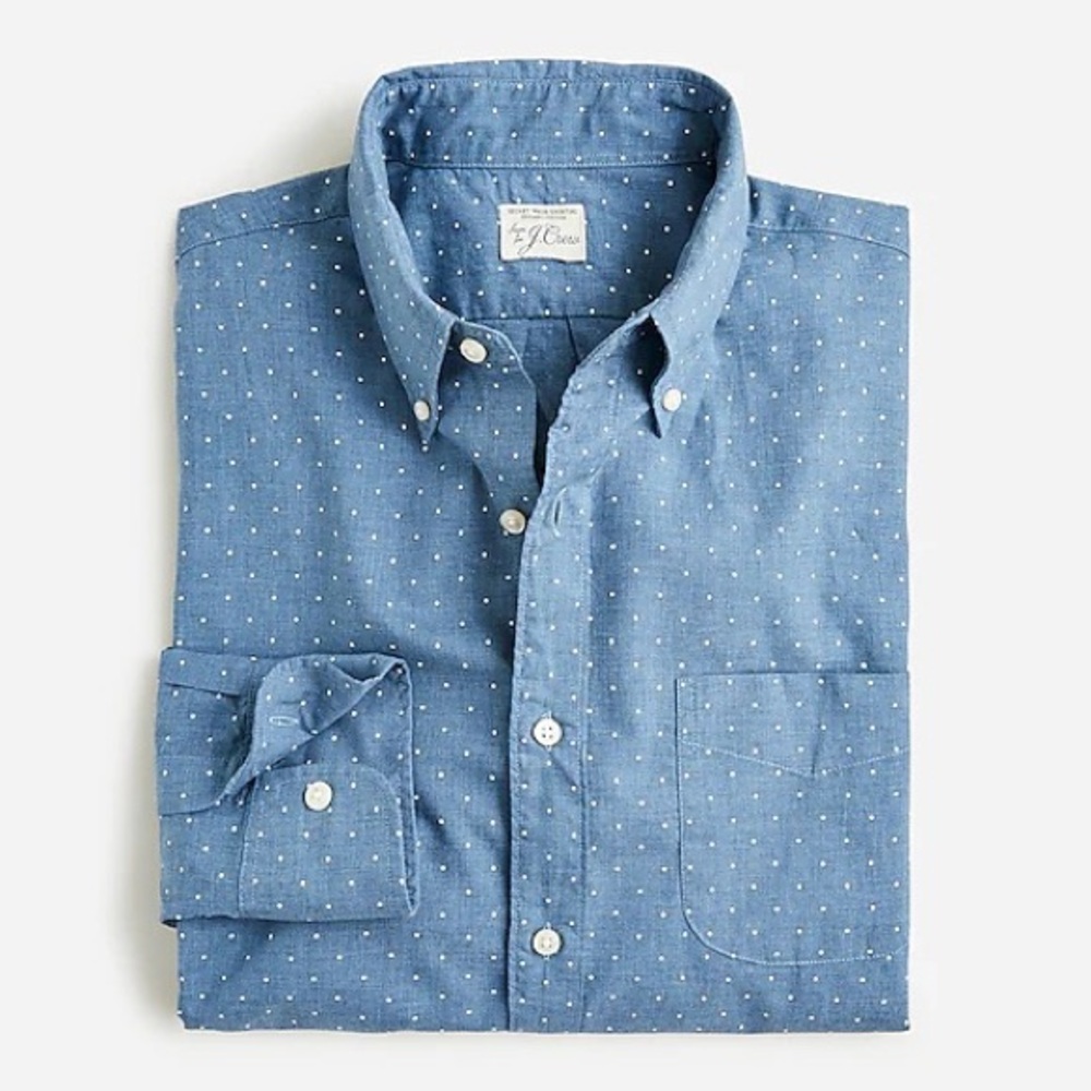 JCrew XS Slim Untucked Poplin / Polka Dotted Button Down Shirt